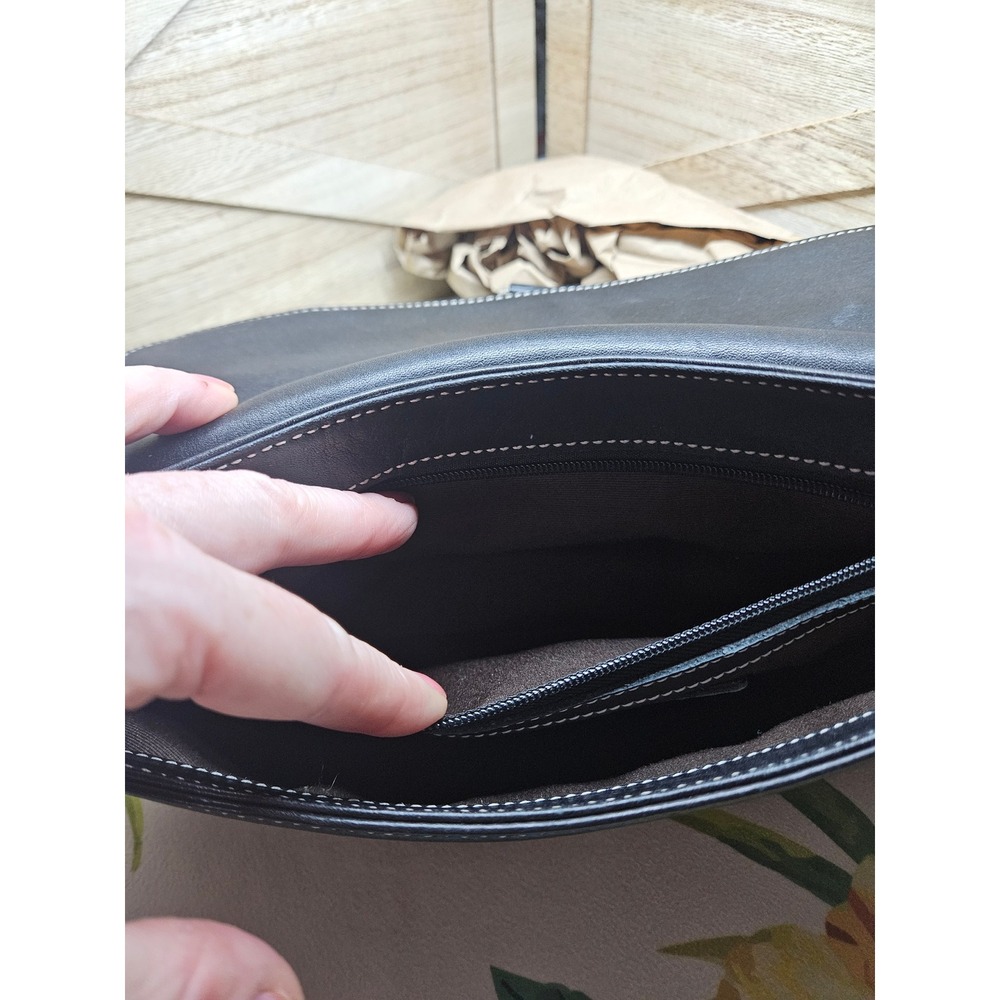 Vtg Coach Hamptons Flap Baguette Black Leather Shoulder Bag E0S-7784 Y2K - Picture 10 of 10
